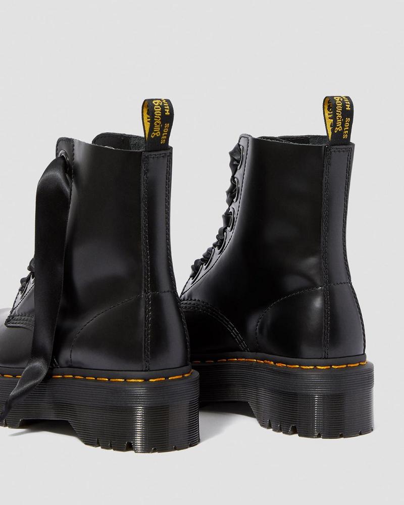 Dr Martens Molly Leren Platform Laarzen Dames Zwart | NL 531WNB